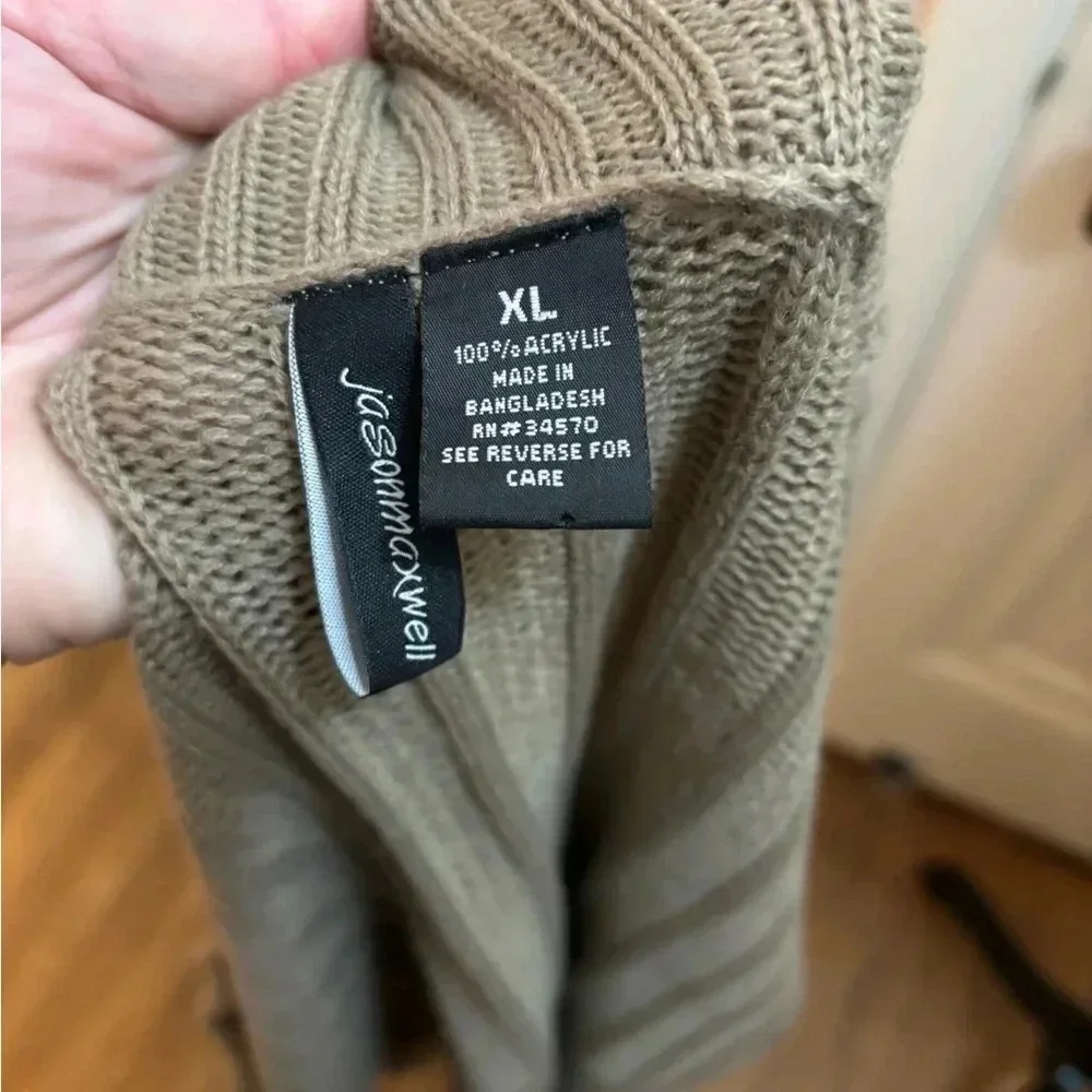 Jason Maxwell sweater - Tan open front cable knit cardigan XL perfect condition